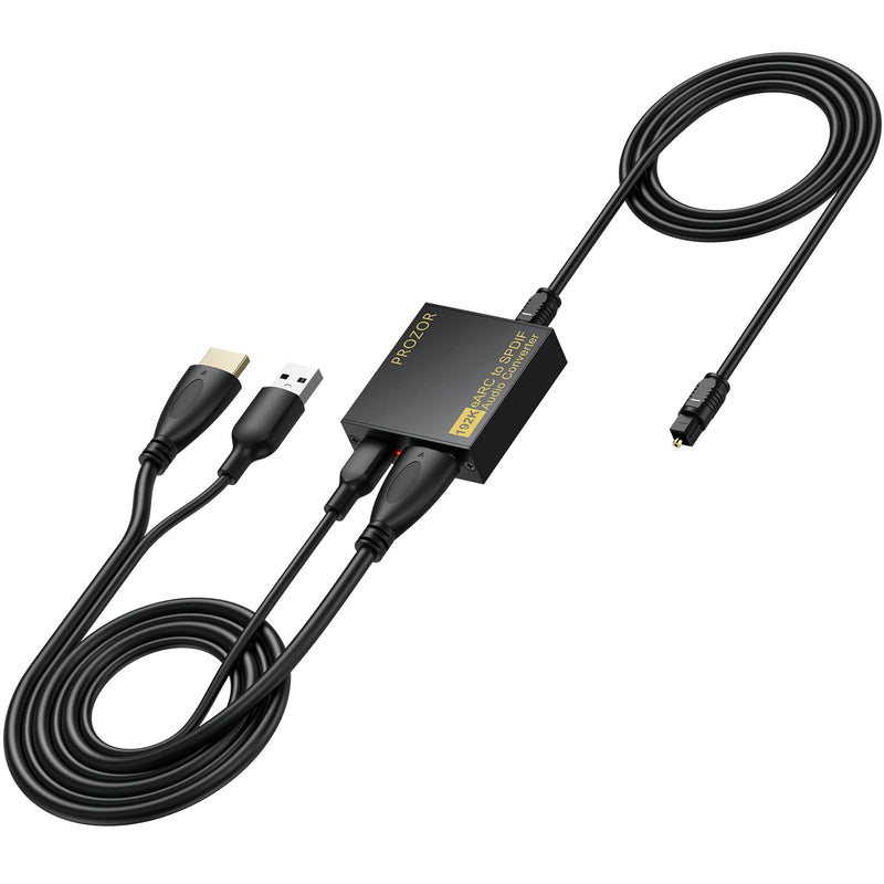 PROZOR eARC/ARC to Optical Audio Extractor, Enhanced eARC Audio Converter Supports Dolby/DTS 5.1, 192KHz HDMI eARC/ARC to Optical Toslink Adapter for TV to Soundbar Amplifier Home Theater 7ft Long eARC/ARC to Optical 7ft