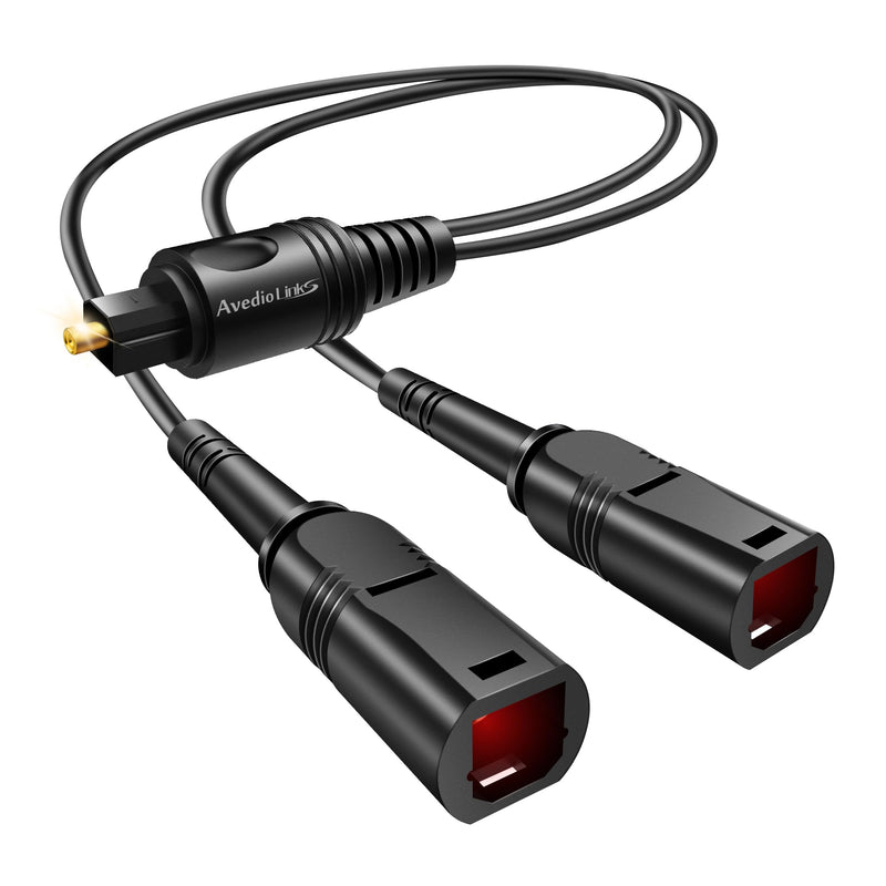 avedio links Optical Audio Cable Splitter 1 in 2 Out, Toslink Digital Fiber Audio Splitter 1 Male Input 2 Female Output Support LPCM2.0 Doldy DTS Digital & DTS 5.1CH for Xbox,PS4,TV Box,Sound Bar,etc 1 Male 2 Female 3ft