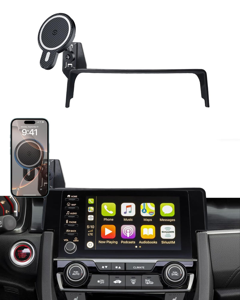 PZK Car Phone Mount for 2016-2021 Honda Civic Accessories 7-inch Screen | Magnetic 15W Fast Wireless Charger Phone Holder for LX/EX/Touring/Si/EX-L 360° Rotation Extension Rod Not Affect Vent Honda Civic 2016-2021 (With Extension Rod)