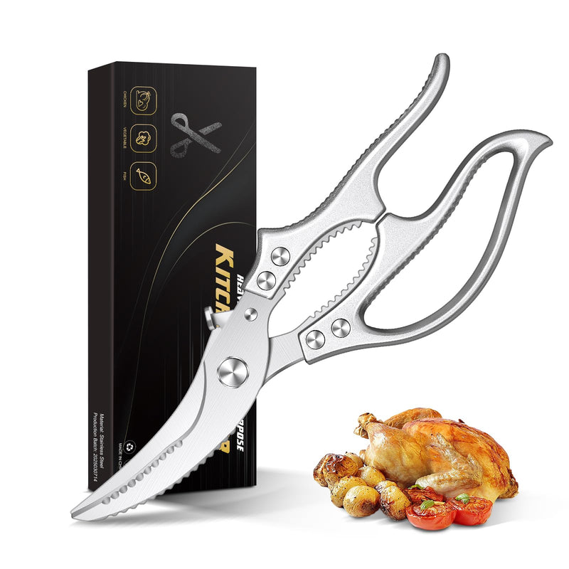 Kitchen Scissors – Luxury Heavy Duty Poultry Shears & Multipurpose Kitchen Scissors for Meat, Chicken, Fish & Vegetables, High Carbon Stainless Steel, Safety Lock, Dishwasher Safe