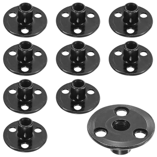  [AUSTRALIA] - M METERXITY 10-Pack M8x17mm T-Nuts Zinc Plated Carbon Steel Tee Nut 3-Hole Round Base Weld Nuts Through Hole Furniture Hardware Flange Insert Female Thread Black