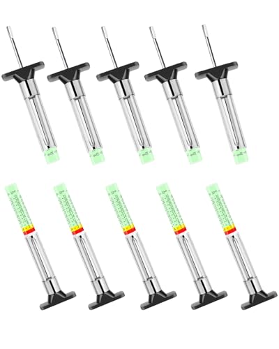 GODESON Tire Tread Depth Gauge, Fluorescent Color-Coded Tire Tread Gauge in 1/32 Inch,Pocket Clip Tyre Wear Depth Measure Tool for Car, Semi Truck, Motorcycle, Glow-in-The-Dark (Pack of 10)