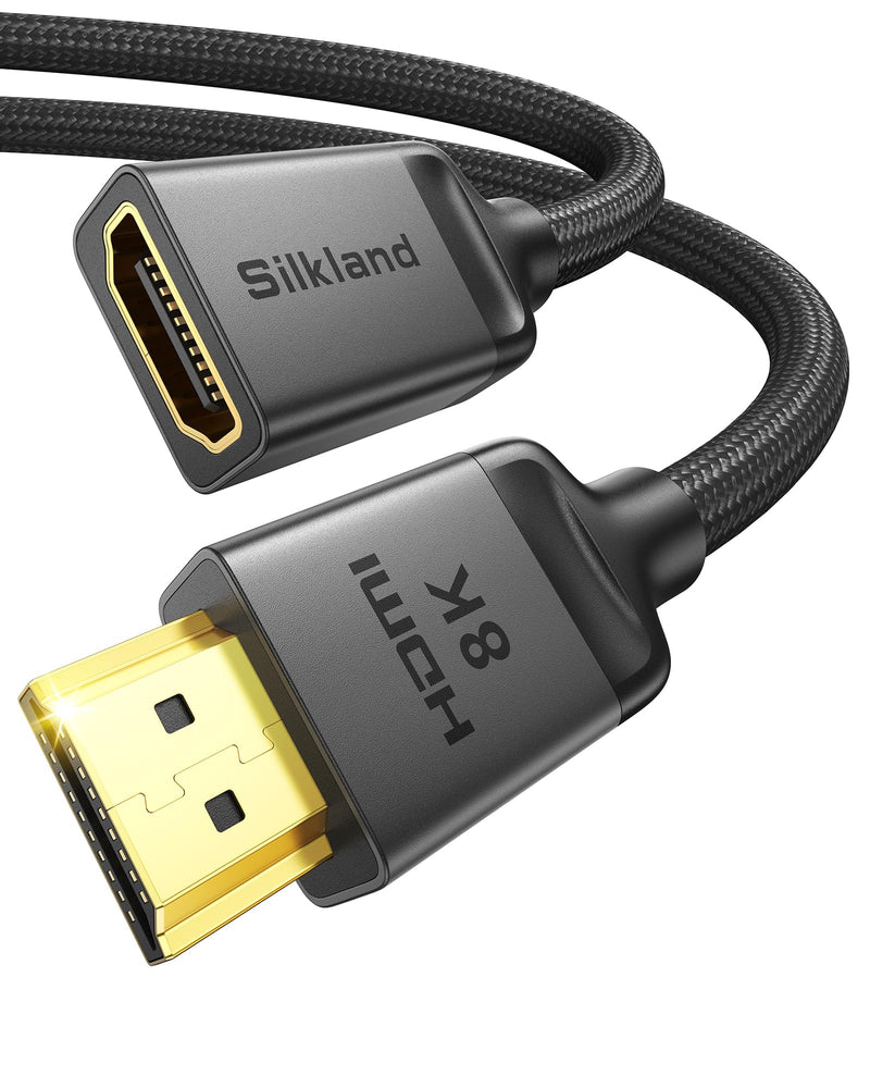 Silkland 8K HDMI Extension Cable 10FT/3M HDMI Extender 2.1, 8K@60hz 4K@120hz HDMI Male to Female Adapter, Ultra High Speed 48Gbps Hdmi Cord Compatible with Fire Stick Roku TV Blu-Ray Laptop PS5 PS4 PC