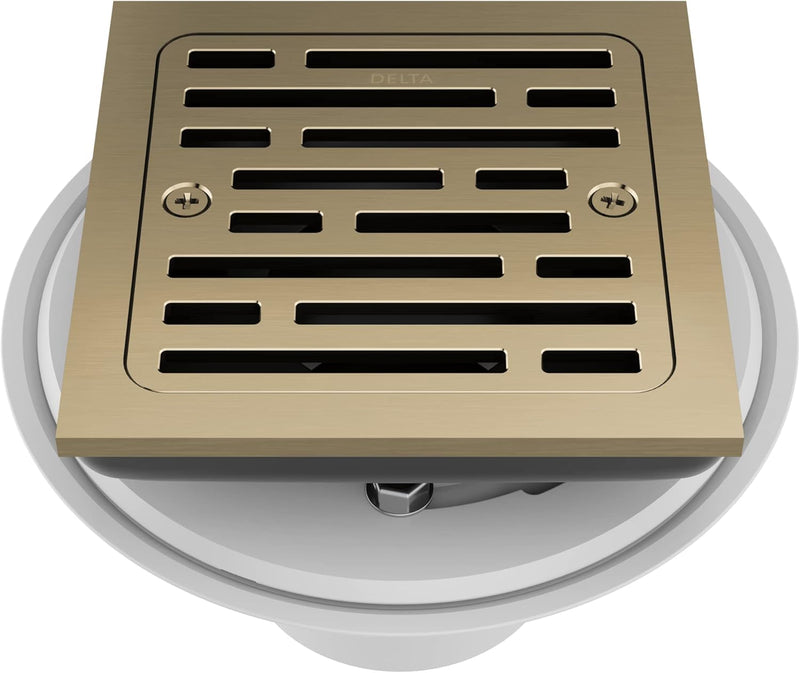4 Inch Tile-in Champagne Bronze Shower Drain Fit for 2" PVC Pipe (Dia. 2-3/8 in) Removable SUS304 Stainless Steel Strainer Cover with Copper Layer, Champagne Gold DT062412-CZ 2-Year Replacement