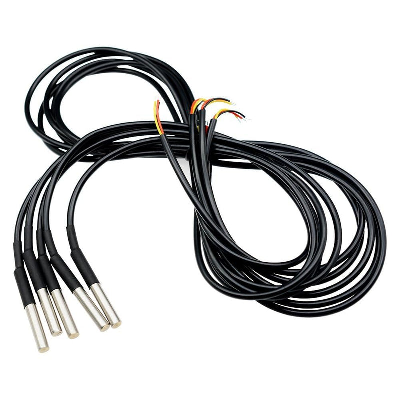 Diymore DS18B20 Temperature Sensors, 5pcs 5M Waterproof Digital Probes with Stainless Steel Cable for Arduino, Raspberry Pi & Shelly Projects 5pcs 5M DS18B20
