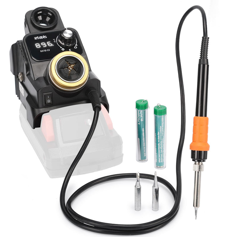 937D-I 3 Cordless Soldering Station, Portable Soldering Iron Kit Compatible with 20V Milwaukee Battery, Integrated Design, Adjustable Temperature 392°F-896°F, Digital Display, Auto Sleep compatible with Milwaukee 18/20V Battery