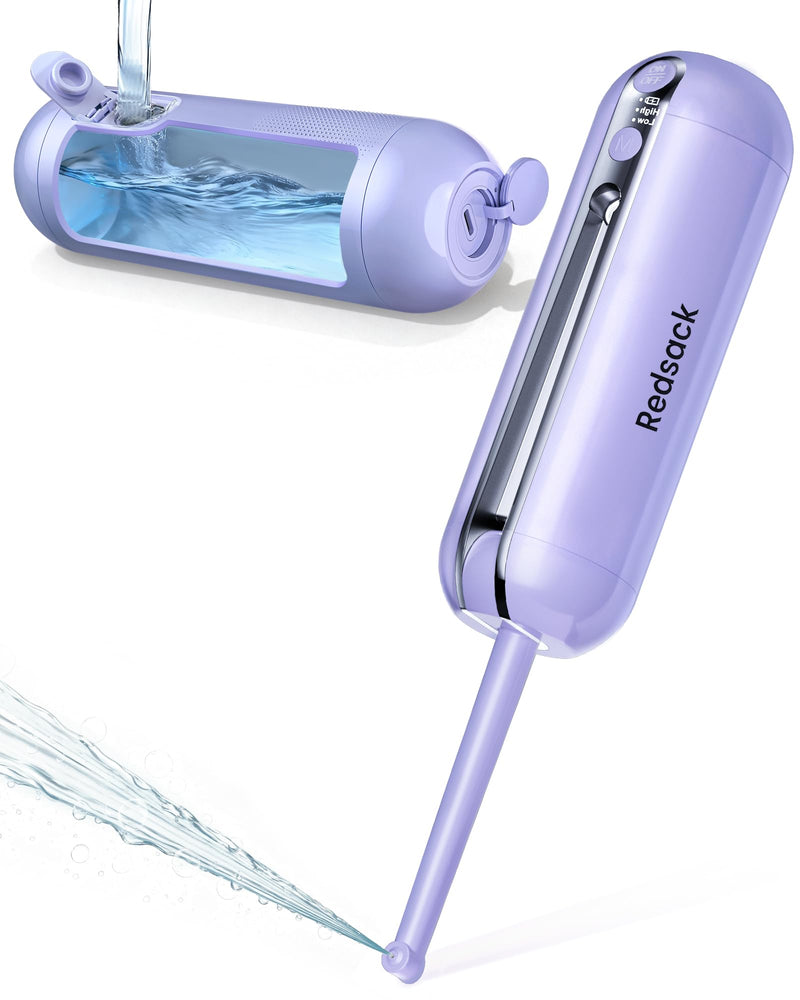 Electric Portable Bidet for Travel, Rechargeable USB-C Handheld High Pressure Sprayer, Camping 6.8oz Smart Foldable Water Storage, 2000mAh Battery Long Life, Personal Cleaner for Men & Women (Purple) Purple