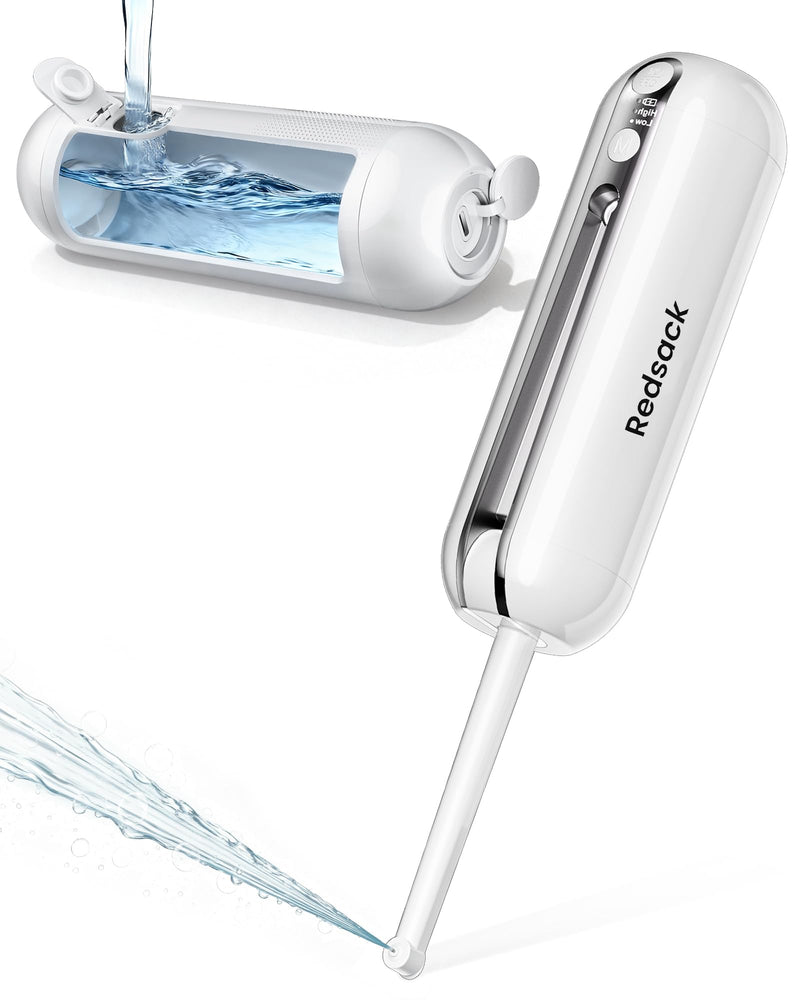 Electric Portable Bidet for Travel, Rechargeable USB-C Handheld High Pressure Sprayer, Camping 6.8oz Smart Foldable Water Storage, 2000mAh Battery Long Life, Personal Cleaner for Men & Women (White) White