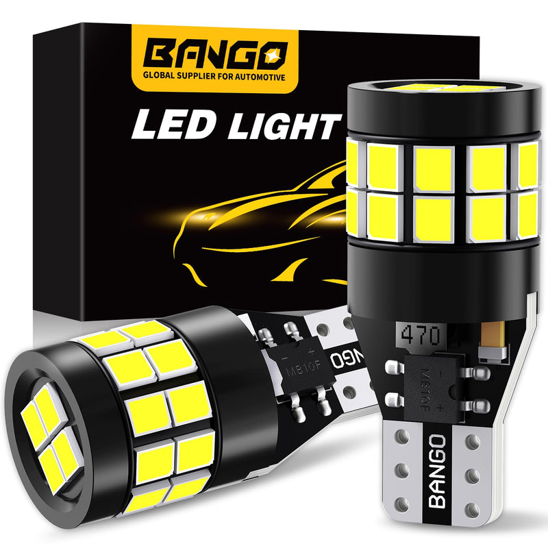 BANGO 912 921 LED Bulb for Backup Reverse Light, 6000K White Non-polarity CANBUS Error Free Super Bright T15 906 922 W16W LED Replacement Bulbs for Back Up Daytime Running Lights, Pack of 2