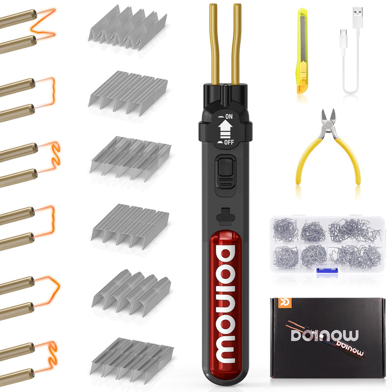 Cordless Plastic Welder Kit, DOINOW Portable Plastic Welding Kit with 300 Hot Plastic Stapler, USB-C Charging, Plastic Repair Kit for Bumper and Plastic Repairs, Gift for Dad, Mom, DIYer, Women, Men
