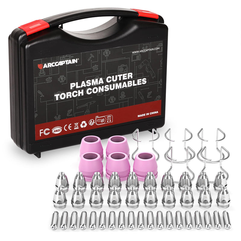 ARCCAPTAIN AG-60 Plasma Cutter Torch Consumables, 50Pcs .040'' SG-55 AG-60 WSD-60 Plasma Cutter Torch Accessories for CUT55 PRO, CUT55 PROLUX, CUT 55PILOTARC,CUT 55PIL0T, CUT 60HF, CUT 60HF PRO 50PCS-.040"