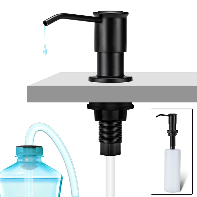 Built-in Soap Dispenser for Kitchen Sink, Soap Dispenser Pump Set with 17oz Bottle and 47.2-inch Extension Tube Kit for Dish Detergent - Black