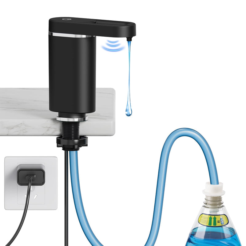Automatic Dish Soap Dispenser for Kitchen Sink, Touch-Free Electric Sink Soap Pump, Plug-in Powered, Leak-Proof Universal Fit, 35" No-Spill Tube Kit, Easy Install & Sleek Design for Kitchen Bathroom