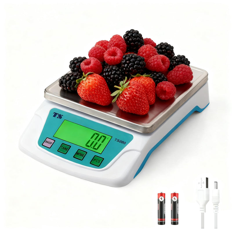Digital Kitchen Scale 22lb/10kg,0.007zo/0.2g Food Scale for Baking with Stainless Steel Platform 6 Units LCD Display Tare Pcs Small Weighing Scale for Cooking with Batteries