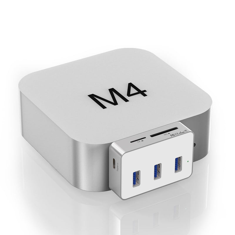 Mac mini M4 Dock - 6 in 1 USB-C Hub with 10Gbps USB-C, 3x5Gbps USB-A, SD/TF 3.0 Card Reader, Compact Aluminum Design | Perfect Mac mini M4/M4 Pro Accessories