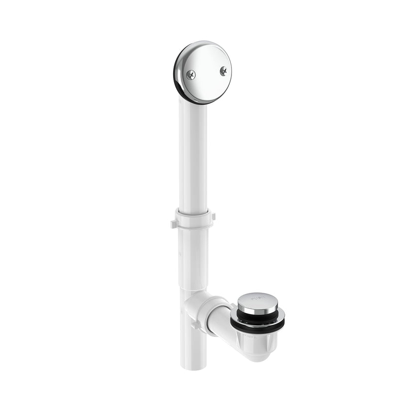 1-1/2"" White Tubular Bath Drain Kit with Tip-Toe Bath Drain Stopper, Touch-Toe Tub Drain, Tip Toe Bathtub Drain Waste and Overflow with Plug and Bathtub Overflow Drain Cover, Plated Chrome