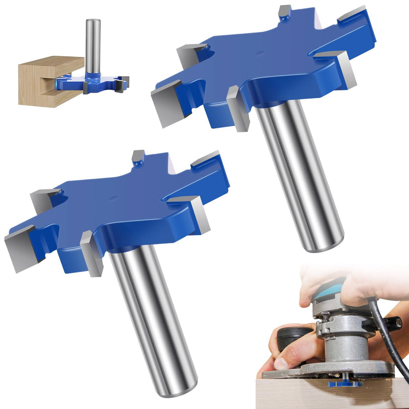 2PCS Slab Flattening Router Bit 1/2 Shank, 2-1/2" Cut Dia, 6 Flute Surfacing Router Bit Efficient Slab Flattening Multifunctional Planing for Solid Wood Density Board Laminate 1/2" Shank Blue