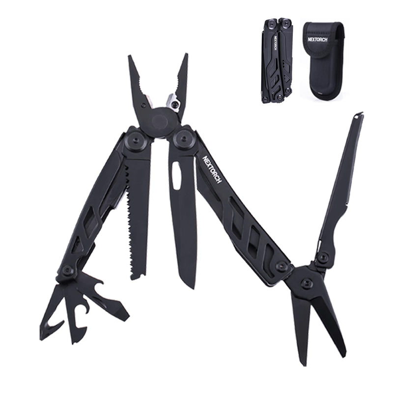 NEXTORCH MT10 16-in-1 Multi-Tool, Stainless Steel Multitool Pliers with 50Cr15MoV Pocket Knife, Huge Scissors, EDC Multitool Utility Tool for Camping Outdoor Activities