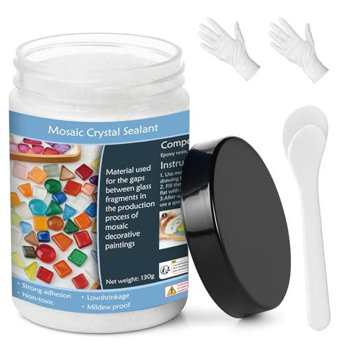 130g White Mosaic Grout, Quick-Dry Mosaic Crystal Grout for Crafts