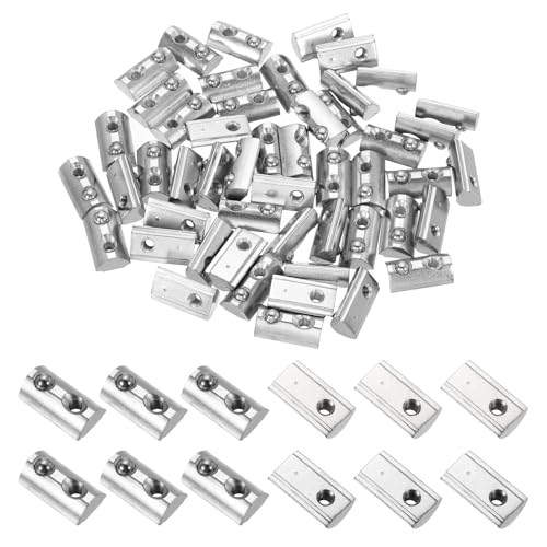 PATIKIL M4 Half Round Roll in Spring t Nuts, 50 Pcs 3030 Series Carbon Steel t Slot Spring Nuts for 8mm Aluminum Extrusion Profile 3D Printer DIY Tools Furniture Assembly, Silver