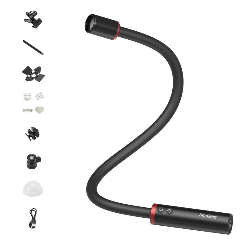SmallRig RM 03 Macro Photography Bendy LED Light for Close-Up Work, 5-Color | CRI 95 TLCI 92, Adjustable Beam, with Cold Shoe Adapter, Clamp, Diffuser, Spotlight, Barn Door, 10 Gobos, IP54 Rating - 5480
