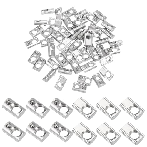 PATIKIL M6 Half Round Roll in Spring t Nuts, 100 Pcs 2020 Series Carbon Steel t Slot Spring Nuts for 6mm Aluminum Extrusion Profile 3D Printer DIY Tools Furniture Assembly, Silver