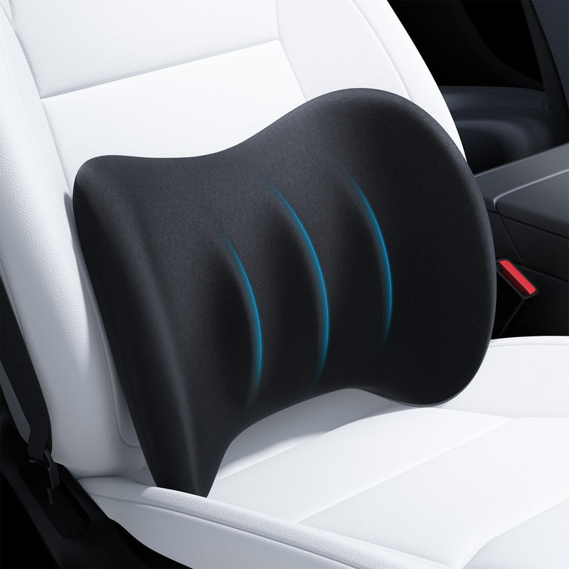 Wigoo 2026 Lumbar Support Pillow for Car [Ergonomic Design, Pressure Relief] Back Cushion for Driving Seat, Back Support Pillow for Car-Office Chair, Fits All Vehicles (Black 1-Pack) Black