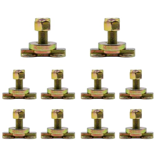 Cargo Control L Track Threaded Bolt Double Stud Fitting, (10 Pack) 5,500 Pounds Break Strength, Use with L Track Rails in Your Truck Or Trailer to Create Heavy-Duty Bolt Down Anchor Points