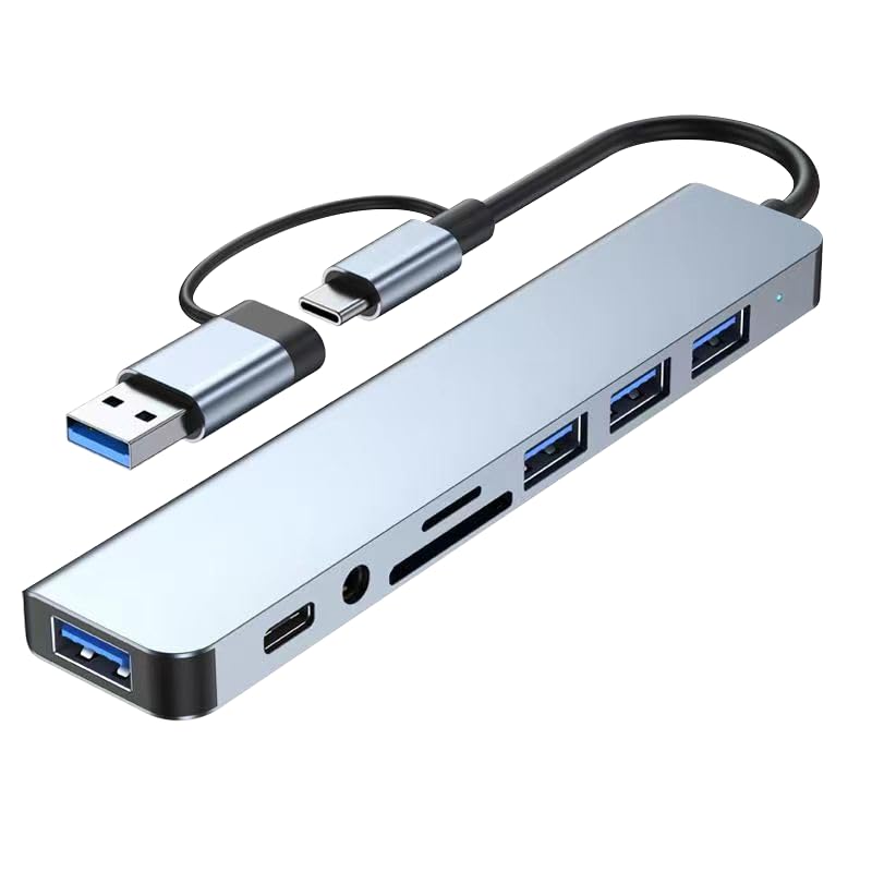 3.0 USB hub 8 in 1 with USB C Multiport Adapter