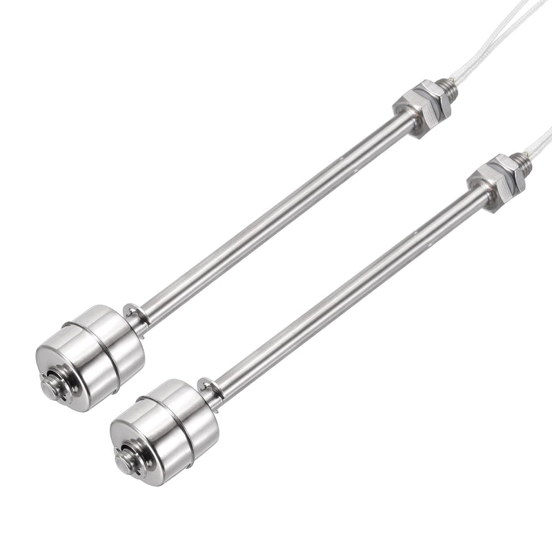MECCANIXITY Stainless Steel Float Switch, 150mm Rod 110V DC 0.5A Vertical Water Level Sensor M10 Thread Single Tank Liquid Level Controller for Pump/Alarm 2 Pcs