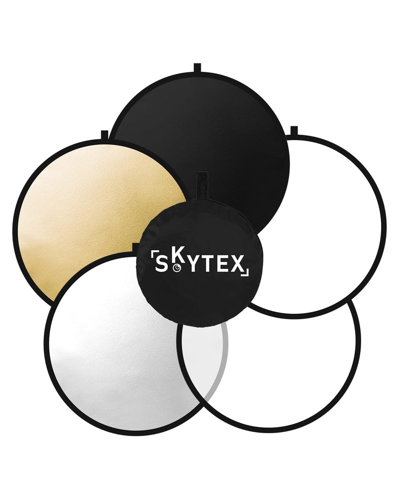 Skytex 32Inch/80CM 5in1 Portable Light Reflector with Bag,Silver/Gold/Translucent/White/Black Light Diffuser Studio Collapsible Reflectors Photography Accessories for Any Photography Situation