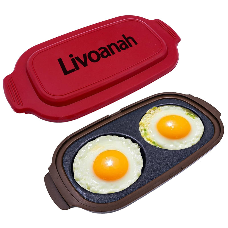 Microwave Egg Cooker for 2 Eggs - Microwave Egg Poacher & Fryer for Breakfast Sandwiches, Quick Breakfast Maker, Nonstick, Dishwasher Safe, BPA-Free, Portable for Home, Travel & RV (Red) Red