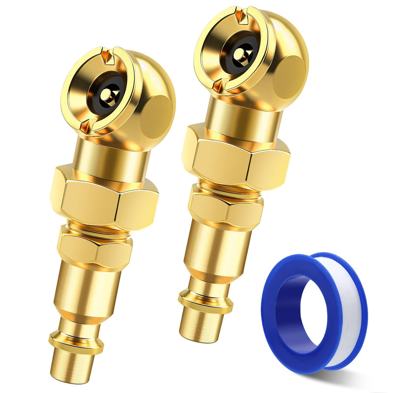 2 Pack Excellent Ball Foot Air Chuck Set, Portable Tire Chuck, 1/4" NPT Closed Flow Tire Inflator Nozzle with Quick Connect, for Air Compressor Attachments, Tire Inflator Gauge
