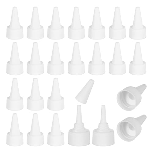 PATIKIL 24/410 Twist Top Caps, 60Pcs Plastic Squeeze Bottle Replacement Caps with Foam Gasket for Paint Lids Glue Dispensing DIY Crafts, White