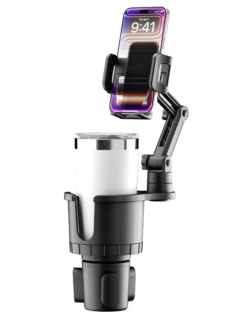 Bracketron Cup Holder Phone Mount for Car, TripGrip Truck Phone Holder | 2-in-1 cup holder phone holder, expandable base, one-click release, 360° rotation, folding support legs for up to 3.5" device