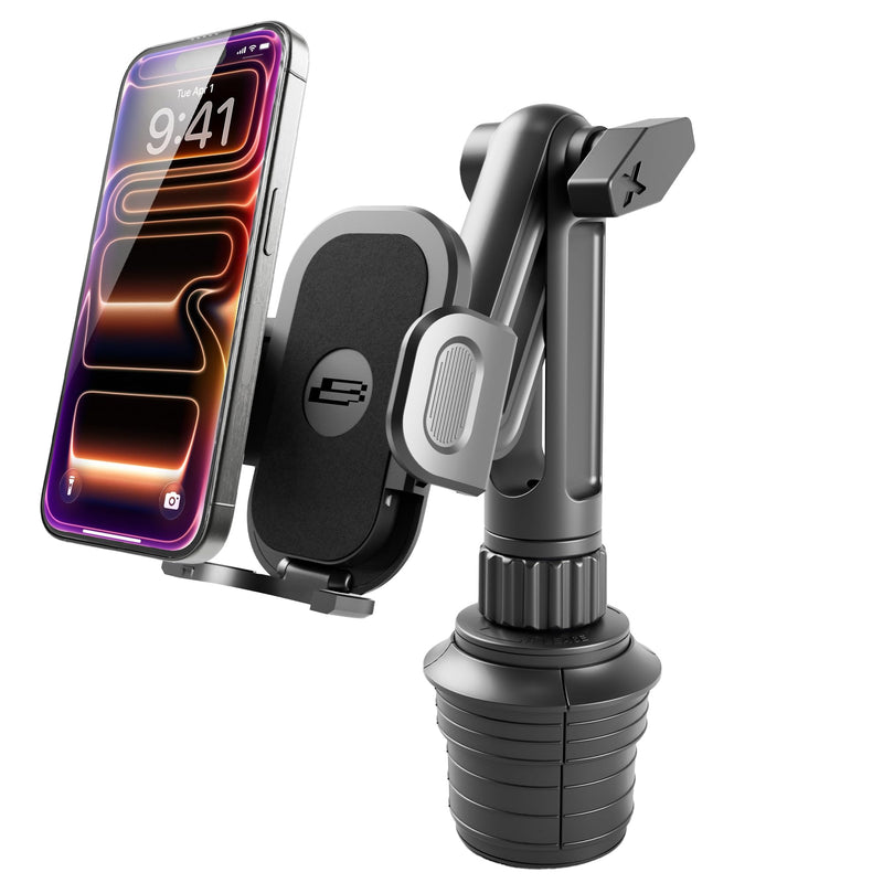 Bracketron TripGrip Cup Holder Phone Mount for Trucks, 360° Expandable Base | TripGrip cup holder phone holder with one-click release, expandable base securely holds smartphones & GPS devices up to 4.2"
