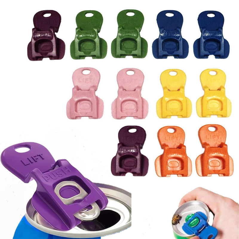 12PCS Complete Cover Easy Tab Opener & Colorful Drink Protector Cap – Fits Soda, Coke, Beer & Aluminum Beverages