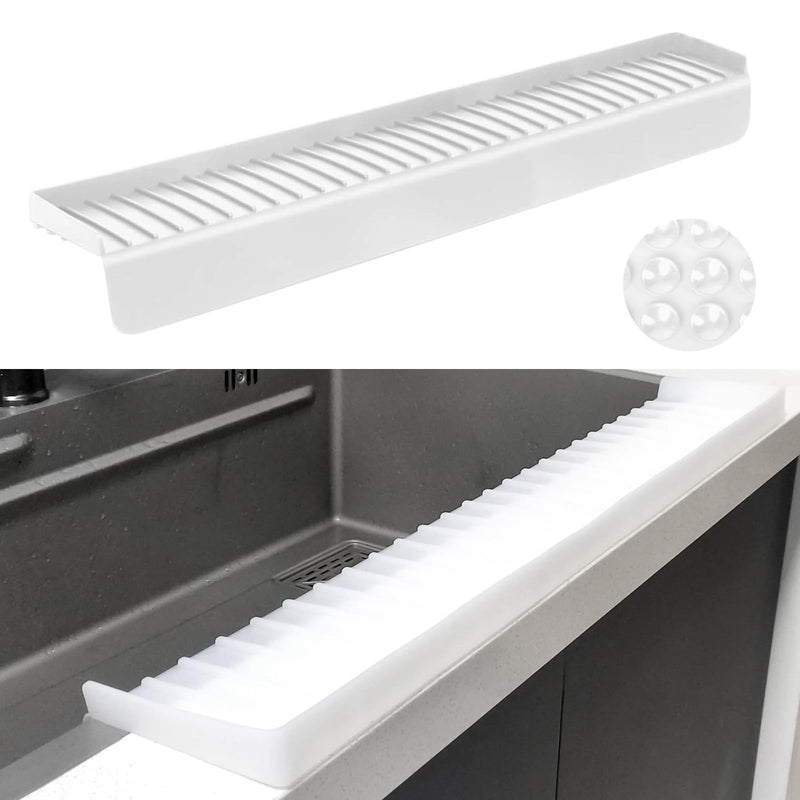 Silicone Sink Edge Protectors - Multifunction Accessories, Splash Guard & Draining Mat for Kitchen, Bathroom Sink, Steel, Granite, Quartz Countertops (Transparent, 4 * 30in) Transparent