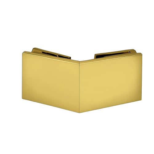 Brixwell Square 135 Degree Glass-to-Glass Clamp, Brass, Polished Brass