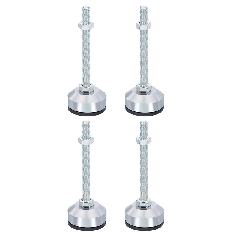 PATIKIL Furniture Leveling Feet 2" Dia Base M10 Thread, 4 Pcs Carbon Steel Adjustable Threaded Furniture Leveler Screw on Leg Levelers with Pads for Desk Chair Cabinet, Black D50*M10*L100