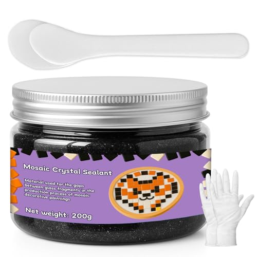 1DFAUL 200g Mosaic Crystal Grout for Crafts, Direct caulking (Black) Black