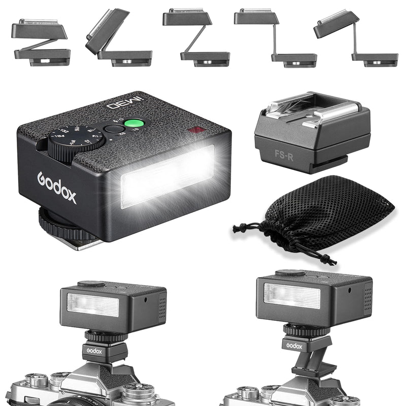 GODOX IM30 Mini Flash with FS-R Riser GN15 S1/S2 - Camera Flash GN 15, 7 Power Levels, IM30 Mini Manual Flash for Sony zv1/Sony zve10/Ricoh gr3/Fuji f1-230/Canon 6500K±200K/3.6S Recycle