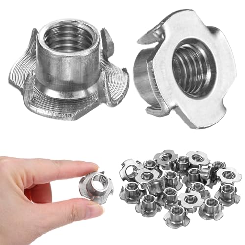 M METERXITY 20-Pack M12x13mm T-nut, 4-Pronged Tee Nut Threaded Insert