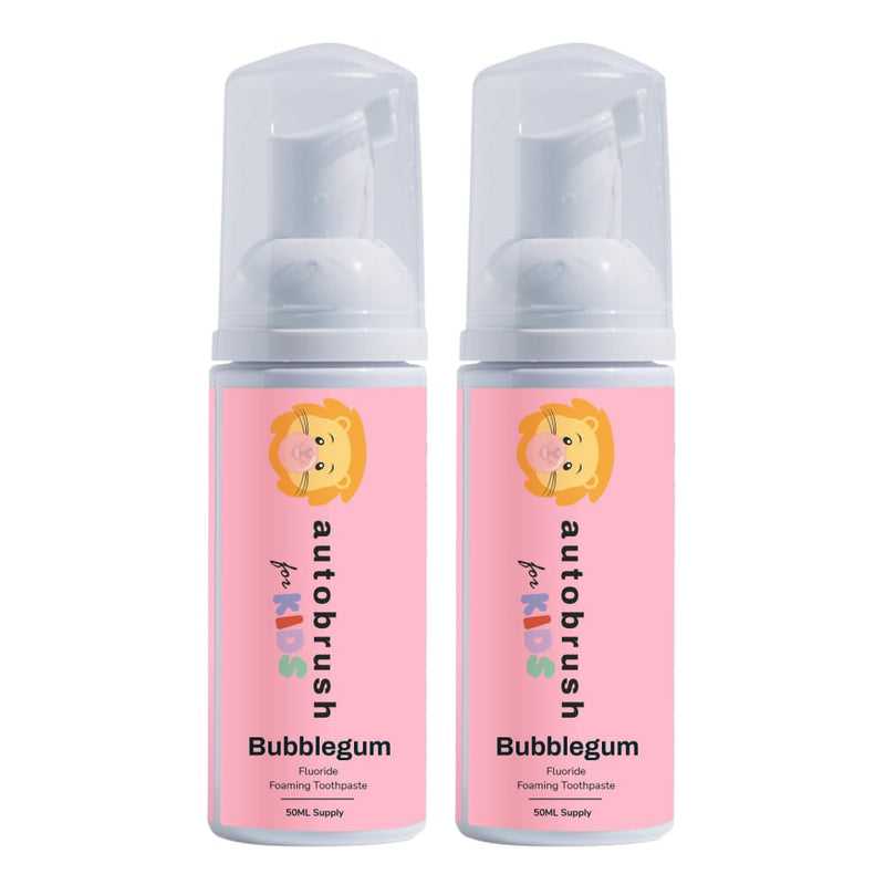 Autobrush Fluoride Foaming Toothpaste for Kids, Bubblegum Flavor, Whitening & Deep Cleaning, Travel Friendly, Anti-Cavity (Pack of 2) 1.69 Fl Oz (Pack of 2)