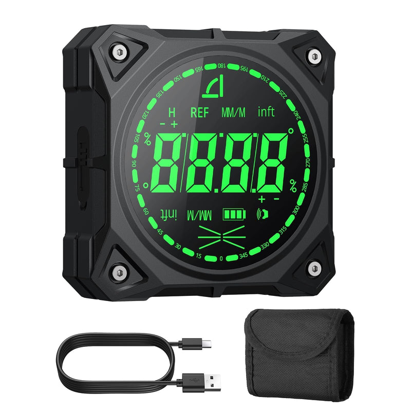 XUNTOP 4-Side Strong Magnetic Digital Angle Finder 4*90°/2*180° Angle Gauge with Electronic Level Bubblel Rechargeable Angle Finder Tool for Hanging Decorations Woodworking Construction DIY Table Saw