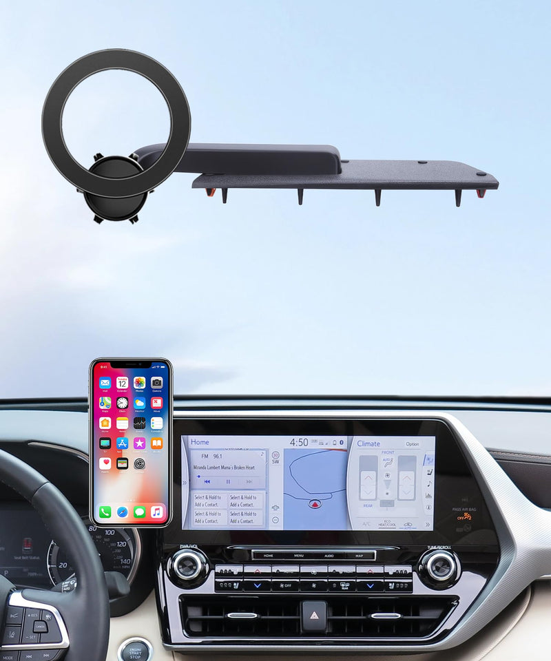 Car Phone Holder for Toyota Highlander 2020-2026 Magsafe Mount Accessories | 8/12.3" screen, Magnetic Cell Phone Mount Clip Compatible with iPhone, 3D fit Stable Dashboard Navigation Bracket Stand 8/12.3-inch for 20-26 Highlander
