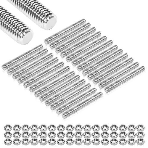 24 Pcs 304 Stainless Steel M12 Threaded Rod, 3.5"(90mm) M12x90mm 24