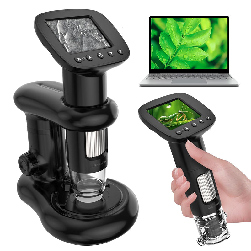 Digital Microscope with 2" Screen for Adults Kids, Coin Magnifier with Light and Stable Stand, Hobbyist Microscope Magnifying Glass 100X, Collector Pocket Jewelers Loupe