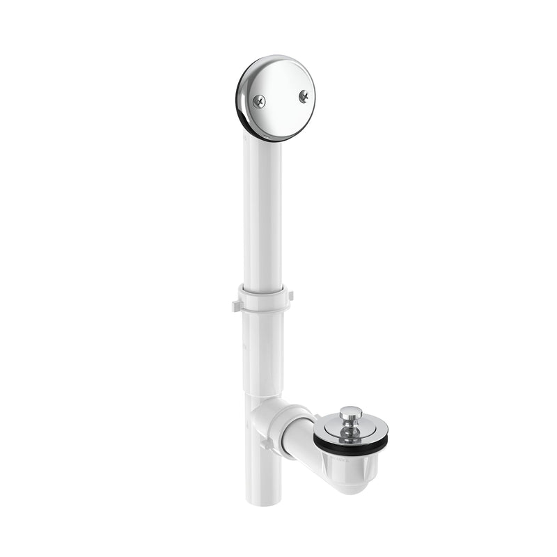 1-1/2"" White Tubular Bath Drain Kit with Lift and Turn Bath Drain Stopper, Lift and Turn Bathtub Drain Waste and Overflow with Plug and Bathtub Overflow Drain Cover (Plated Chrome) Plated Chrome