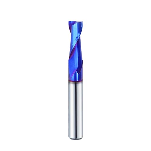 VIC031 Spiral Router Bits Up Bit 3/8 inch Cutting Diameter, 1" Cutting Length,3/8 inch Shank Solid Carbide CNC Bits with Nano Blue Coating for Wood Plunging (up cut, 3/8"S*3/8"S*1"CL*3"OVL) UP CUT 3/8"S*3/8"S*1"CL*3"OVL